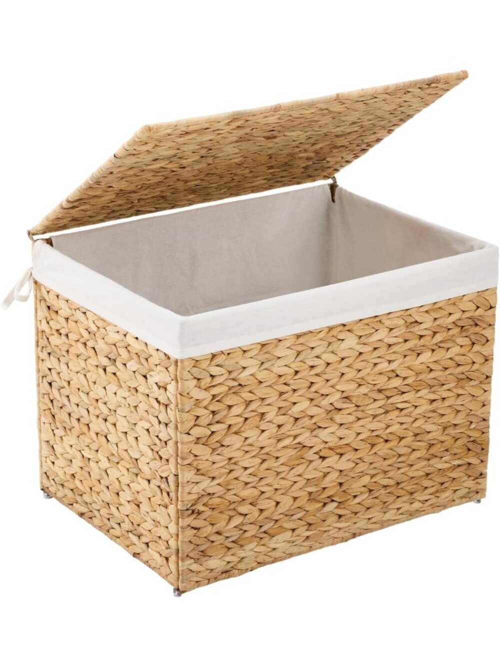 Natural Wicker Storage Basket with Lid, 31.7 Gallon, Removable Liner for Home
